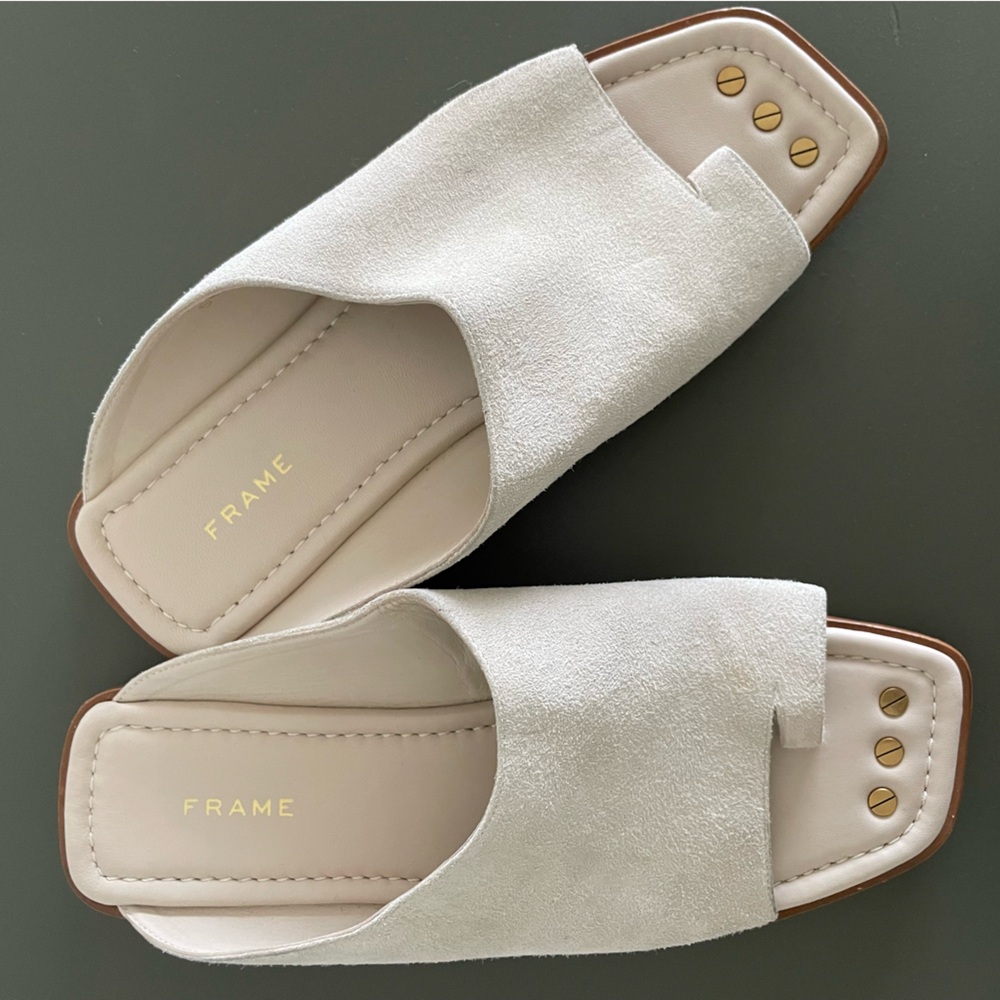 Frame Cream Suede Sandals - Size 38 - Women’s